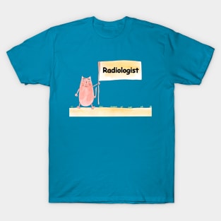 Radiologist. Profession, work, job. Cat shows a banner with the inscription. Watercolor illustration. A gift for a professional. T-Shirt